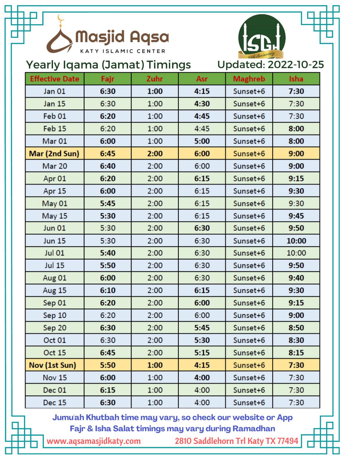 Yearly prayer Masjid Aqsa Katy Islamic Center